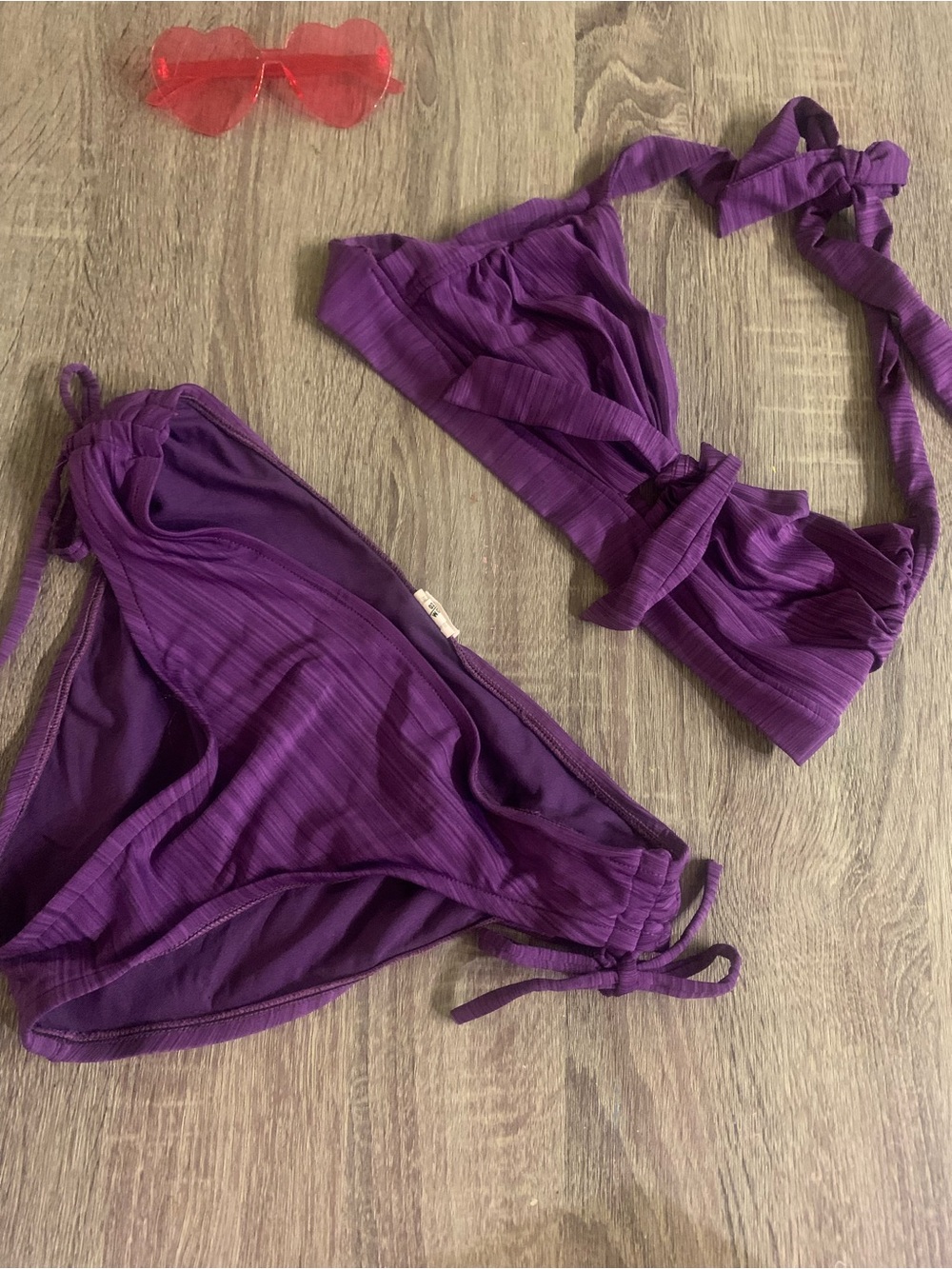 Mossimo Supply Co. Purple Striped Tie Bikini Set